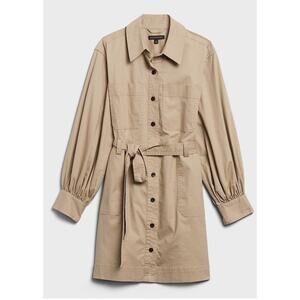 Banana Republic Dress Women's XS Tan Utility Shirt Mini Long Sleeve Button Up